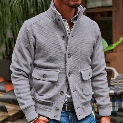 Men's Stand Collar Solid Color Jacket