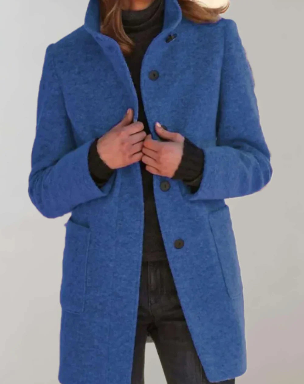 Arvey | Elegant Mid-Length Wool Coat with High Collar